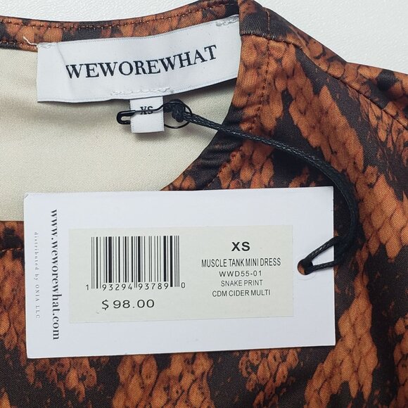 WeWoreWhat Muscle Tank Mini Dress Snake Print XS Cider A-Line Fitted Crewneck - Picture 2 of 16